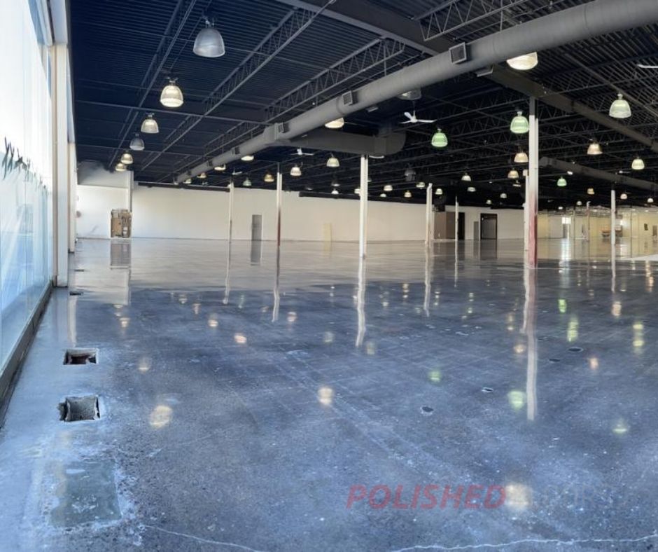 concrete polishing for warehouse showroom toronto before