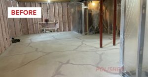 polished concrete floors for basement toronto before status