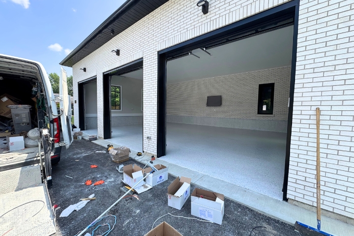 residential garage epoxy flake flooring king city
