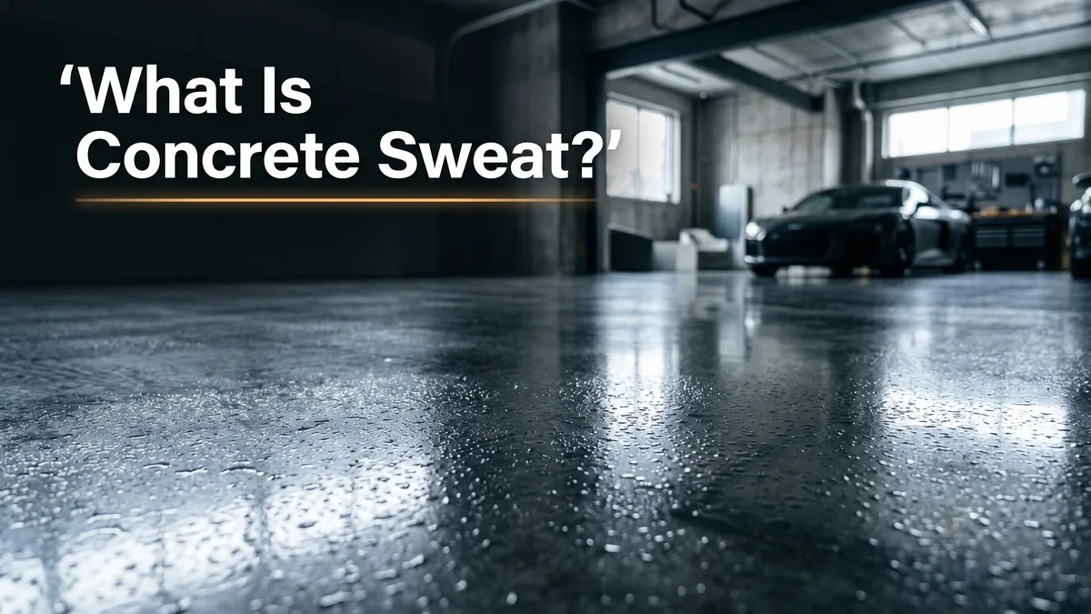 What is concrete sweat, condensation beading on a glossy polished concrete floor in a GTA basement